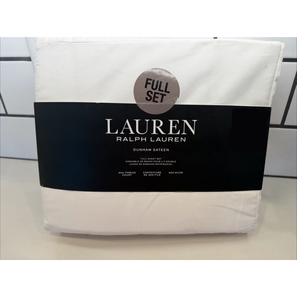 Lauren Ralph Lauren Dunham Sateen Full Sheet Set - White New!